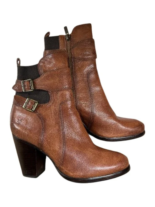 Cognac Frye Pattie Gore Bootie - Pre-Loved